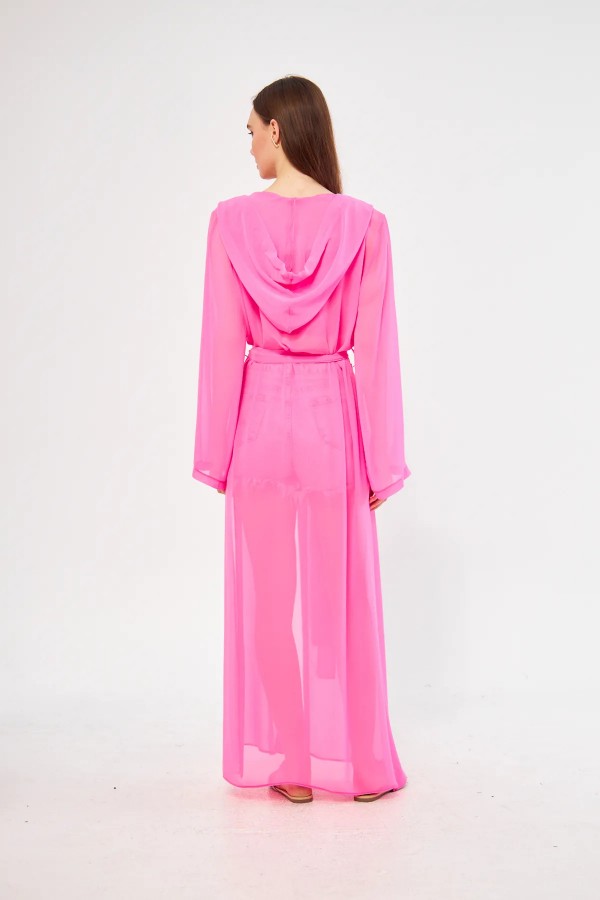Majoristik Kimono - Pembe Kapşonlu